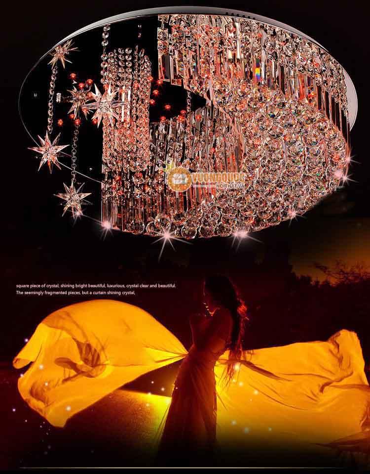 Đèn ốp trần pha lê thiết kế trăng sao cực đẹp CM103-2